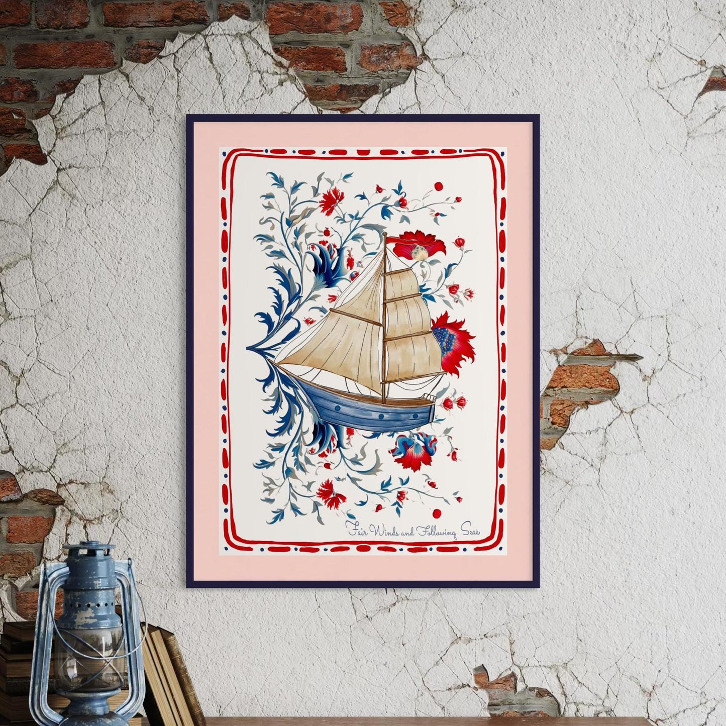 Sailboat Art Whimsical Coastal Print Nantucket Sailing