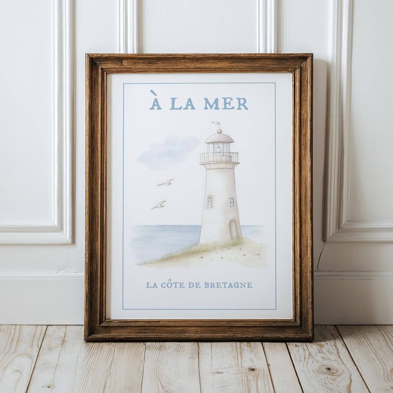 Sailboat Lighthouse Coastal Wall Art Set of 3 Prints