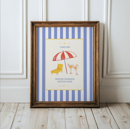 Coastal Art Print Striped Wall Art