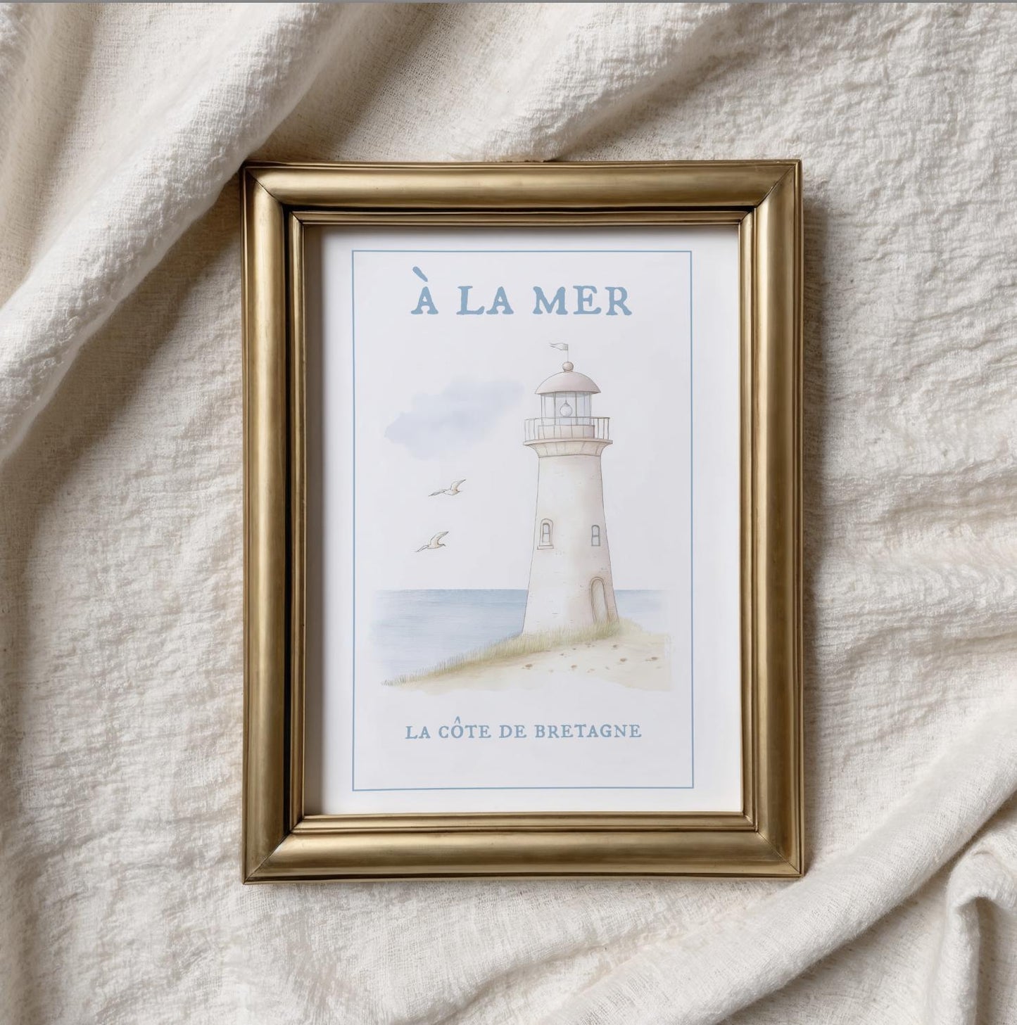 Nancy Meyers Style Lighthouse Watercolor Print Hamptons Aesthetic