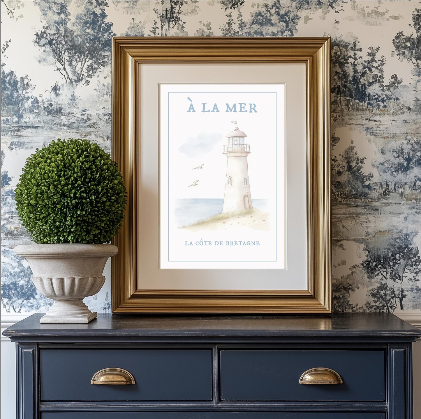 Nancy Meyers Style Lighthouse Watercolor Print Hamptons Aesthetic
