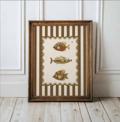 Sardines Print Coastal Wall Art Available in 6 Colors