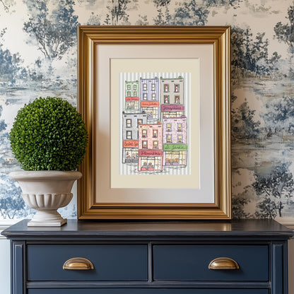 Whimsical Artwork Paris Line Drawing Shop Illustration