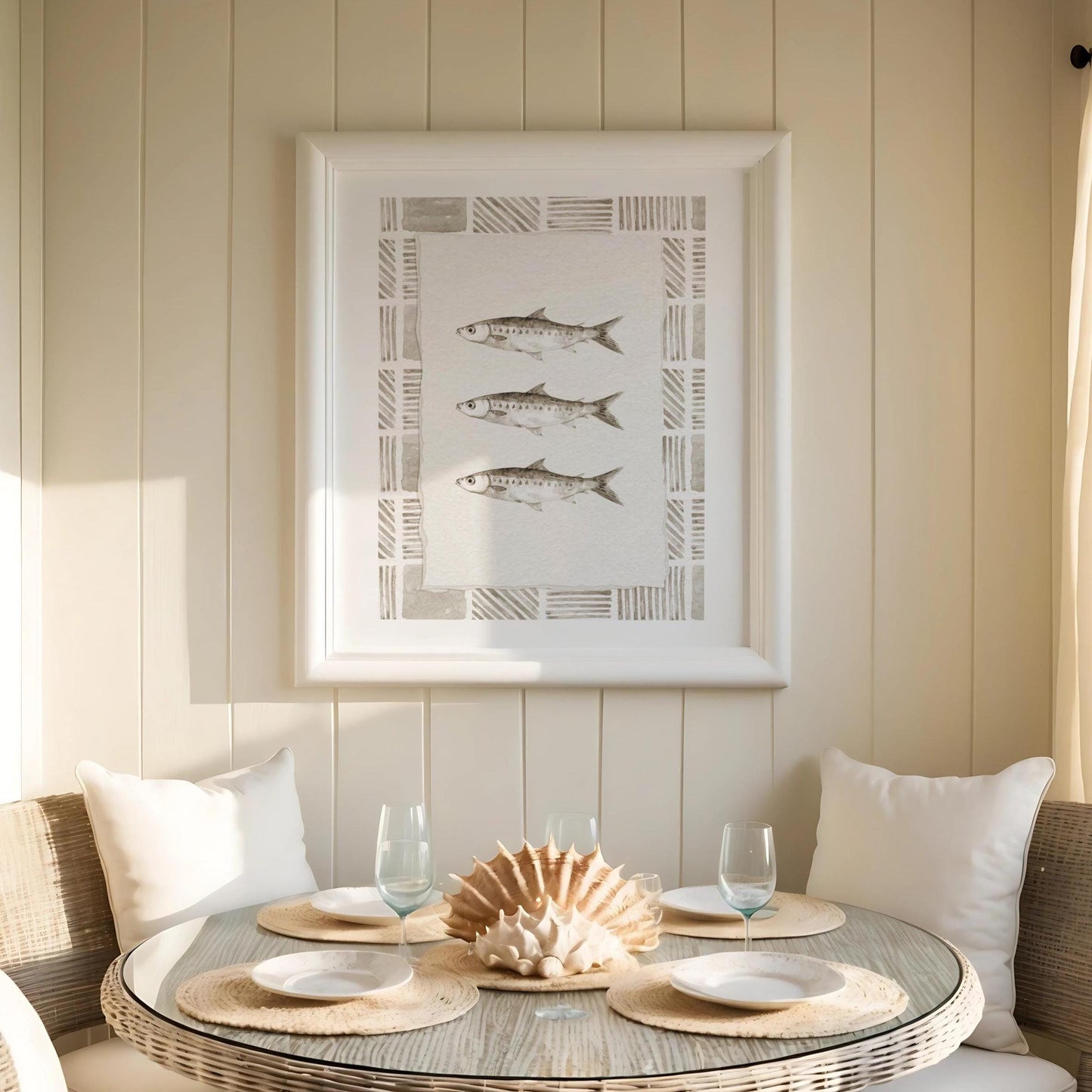 Sardines Artwork Coastal Grandma Wall Art Cottage Decor