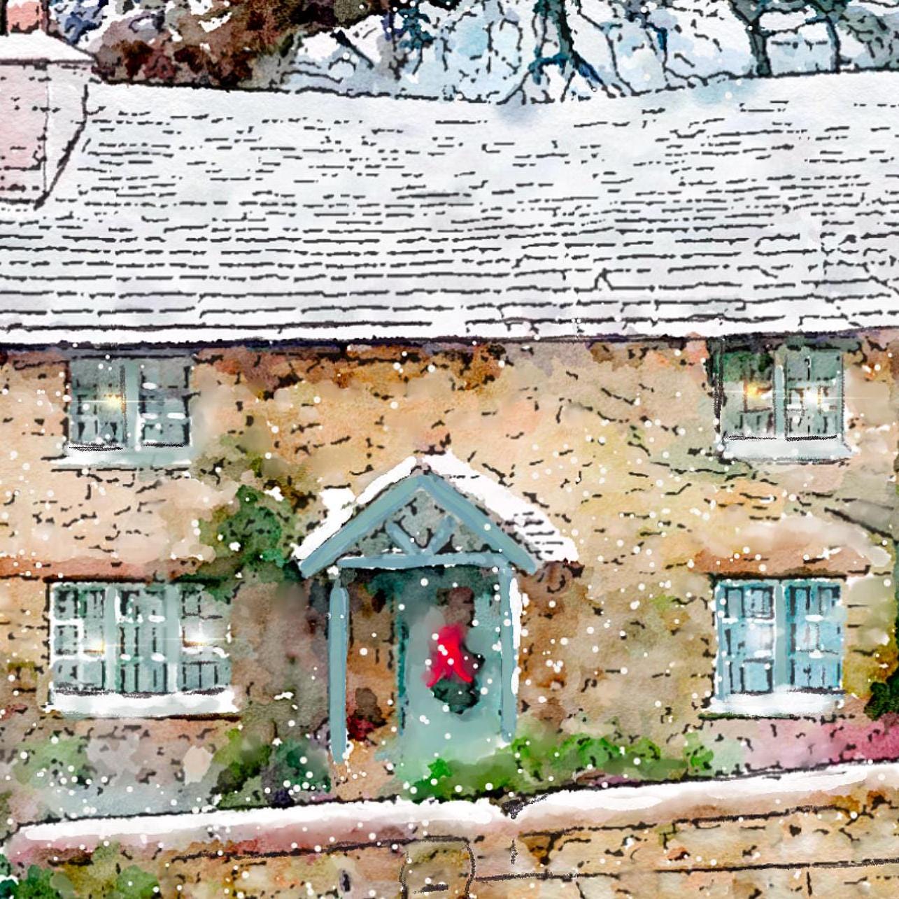 Rosehill Cottage Illustration from the movie The Holiday by Nancy Meyers