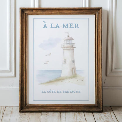 Nancy Meyers Style Lighthouse Watercolor Print Hamptons Aesthetic