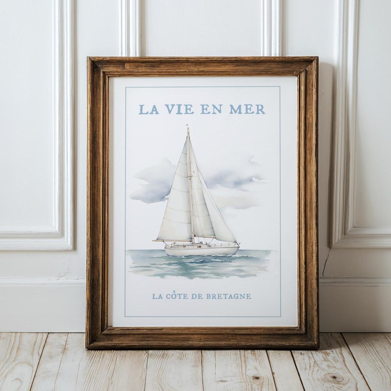 Sailboat Lighthouse Coastal Wall Art Set of 3 Prints
