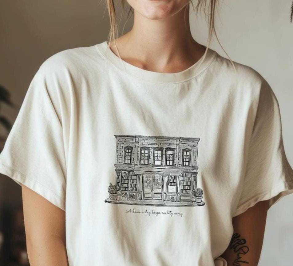 The Shop Around The Corner T shirt, You've got Mail Bookstore Illustration