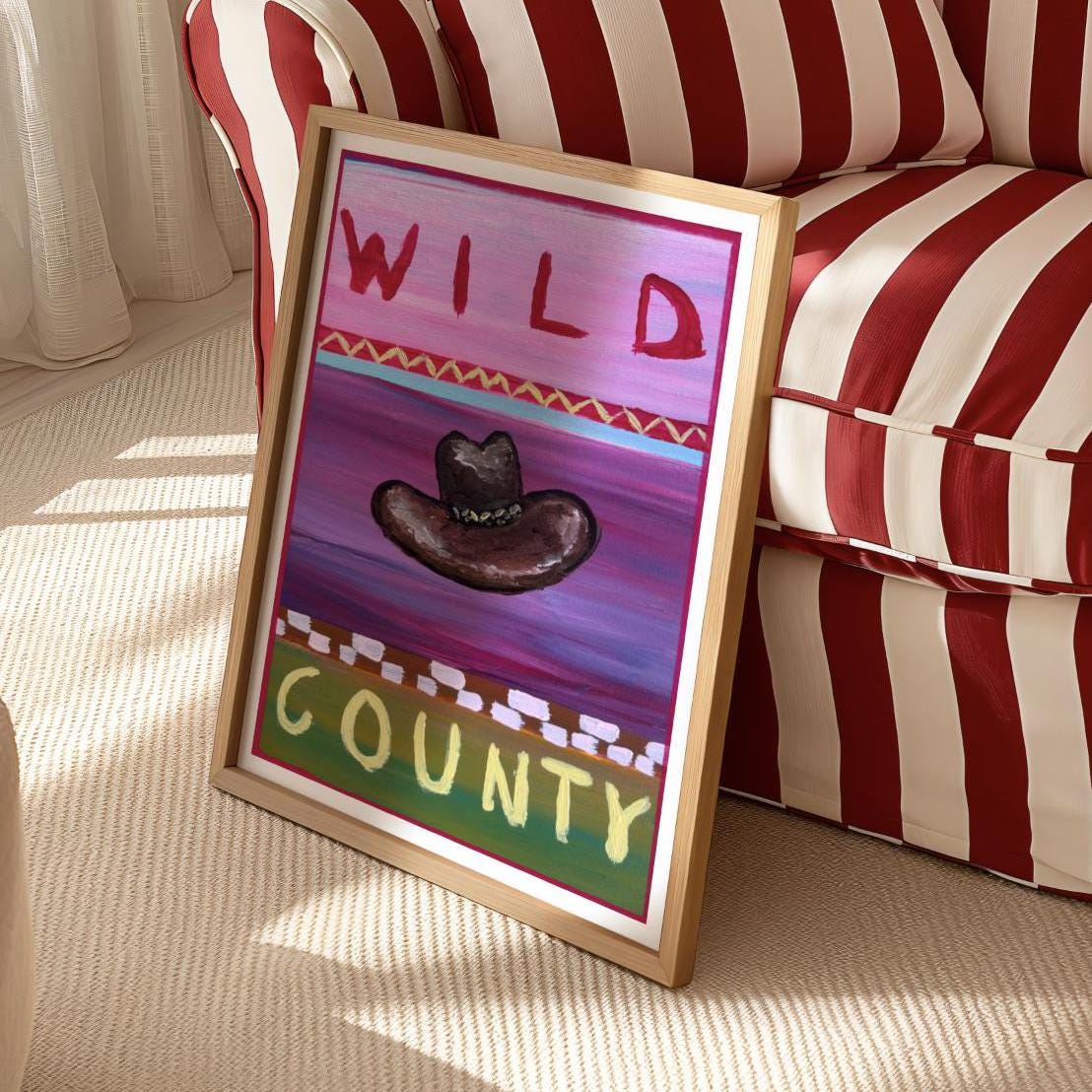 Western Art Print, Cowboy Ranch Decor Log Cabin Artwork