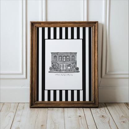 The Shop Around The Corner Print You've Got Mail Illustration NYC Book Store Artwork