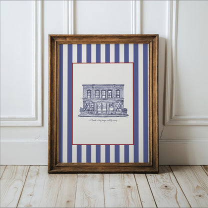 The Shop Around The Corner Print You've Got Mail Illustration NYC Book Store Artwork