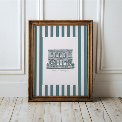 The Shop Around The Corner Print You've Got Mail Illustration NYC Book Store Artwork