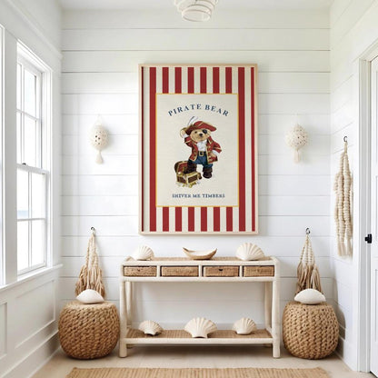 Bear Artwork Pirate Print Kids Room Decor