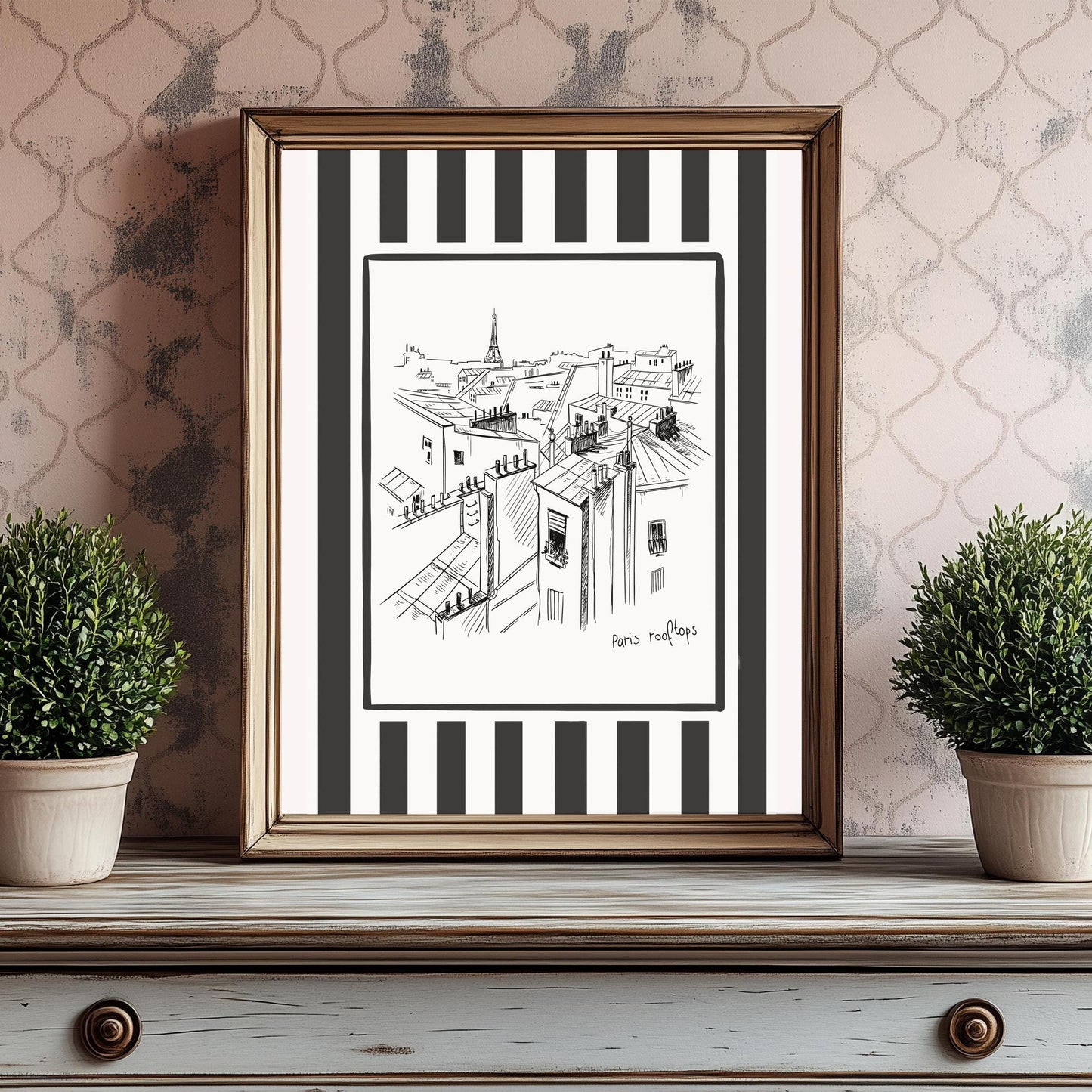 Paris Illustration Wall Decor Paris Roof Minimalist Travel Art Paris Buildings Paris Shop Art College Dorm Poster Cottagecore Grandmillenial