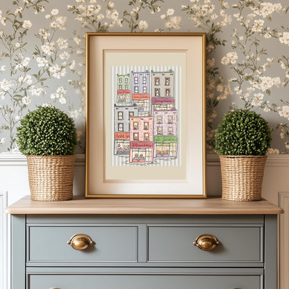 Whimsical Artwork Paris Line Drawing Shop Illustration