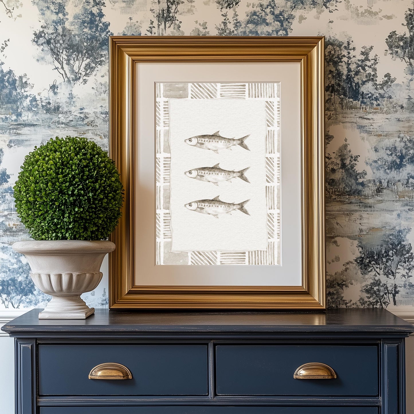 Sardines Artwork Coastal Grandma Wall Art Cottage Decor