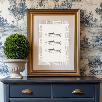 Sardines Artwork Coastal Grandma Wall Art Cottage Decor