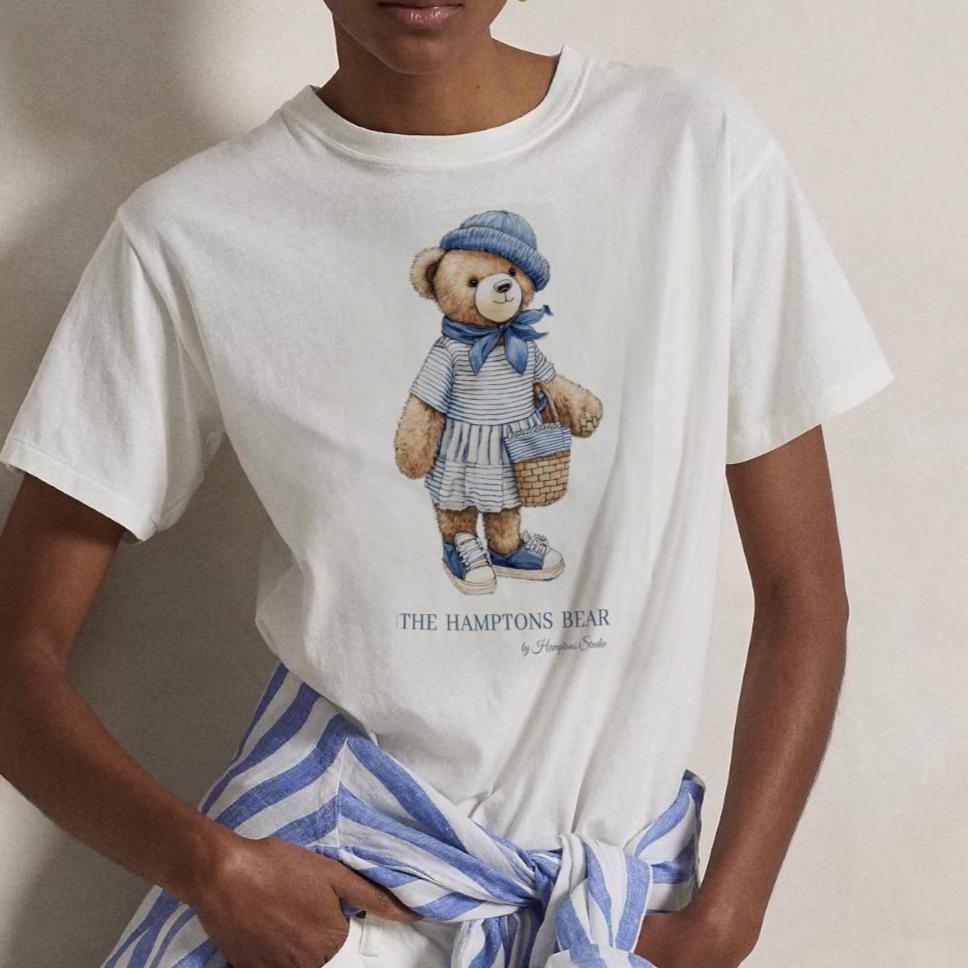 The Hamptons T-Shirt Bear Summer Tee Casual Graphic T-Shirt