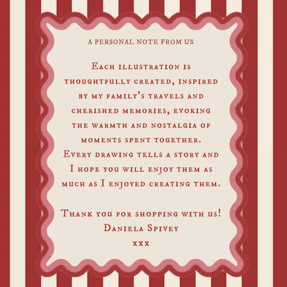 SET OF 2  Ralph's Coffee Bear Illustration Striped Wall Art  - LIMITED EDITION