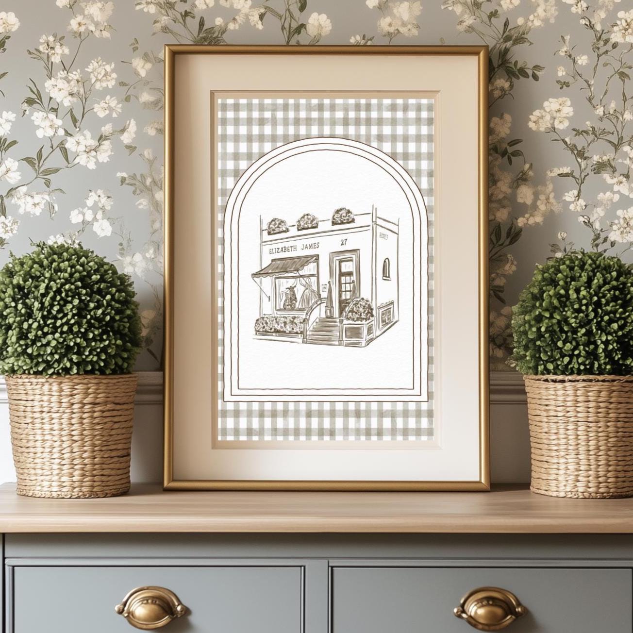 The Parent Trap Print Elizabeth James Shop Art Gingham Illustration London Shop Art Nancy Meyers Print Kids Room Decor Twins Art Movie Decor