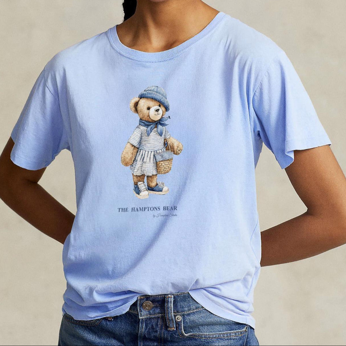 The Hamptons T-Shirt Bear Summer Tee Casual Graphic T-Shirt