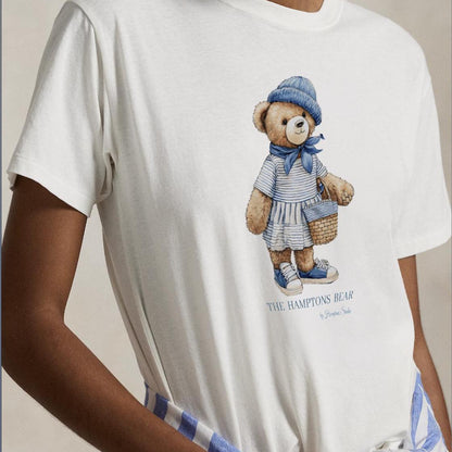 The Hamptons T-Shirt Bear Summer Tee Casual Graphic T-Shirt