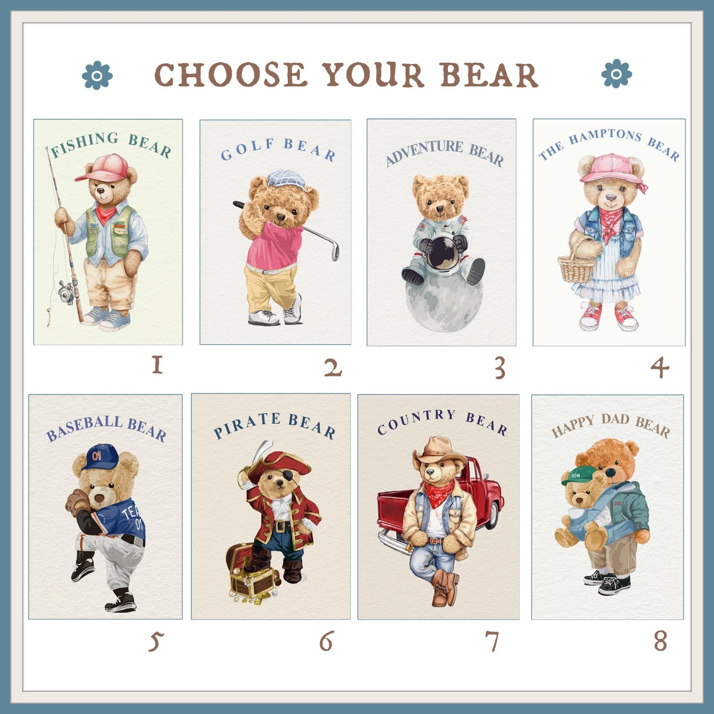 Custom Shopper Bear Cotton Tote, Personalized Vintage Bear Tote