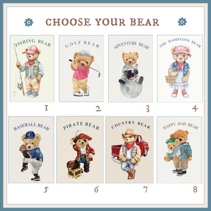 Custom Shopper Bear Cotton Tote, Personalized Vintage Bear Tote