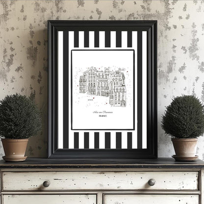 Aix en Provence Line Drawing French Riviera Illustration