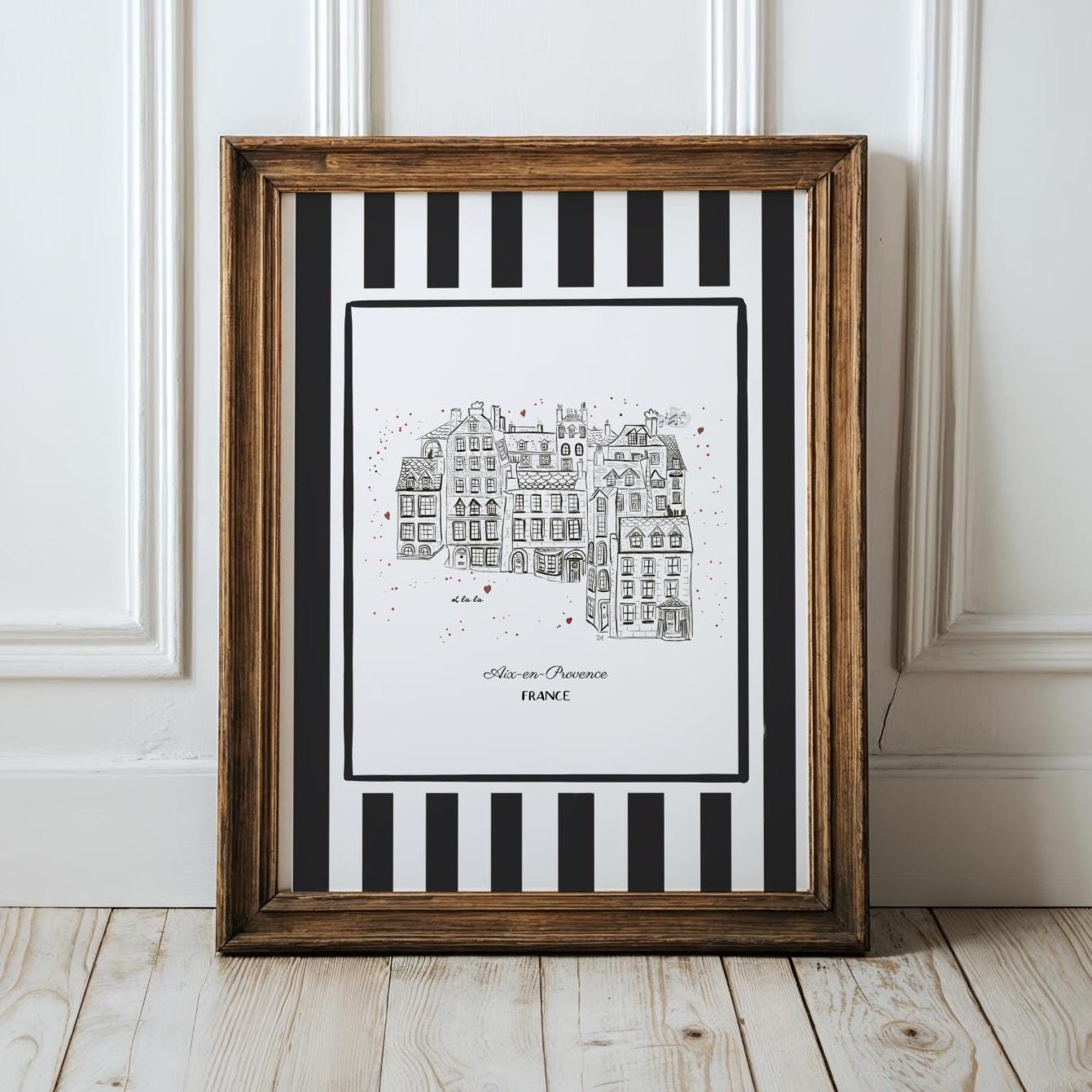 Aix en Provence Line Drawing French Riviera Illustration