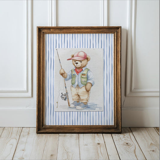 🎁 Bear Artwork Cute Bear Fishermen Wall Art (100% off)