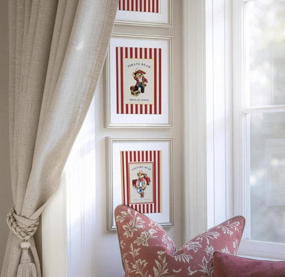 Bear Artwork Pirate Print Kids Room Decor