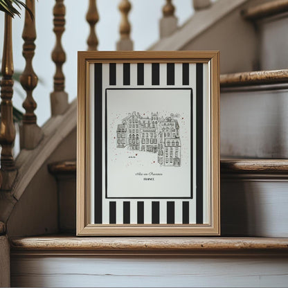 Provence Poster Cote d Azur Art French Riviera Print Aix en Provence Line Drawing