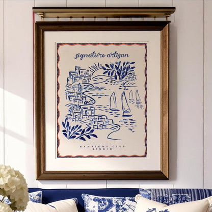 Hamptons Art Print Coastal Wall Art Beach House Decor New England Artwork