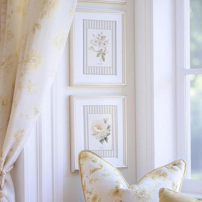 Peony Floral Painting Botanical Print Striped Artwork