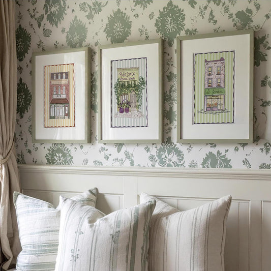 Wall Gallery Set of 3 French Style Watercolor Drawings
