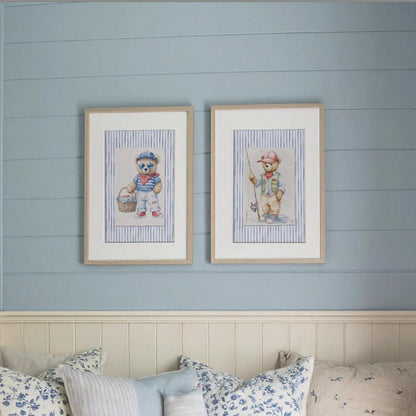 Bear Artwork Cute Bear Fishermen Wall Art