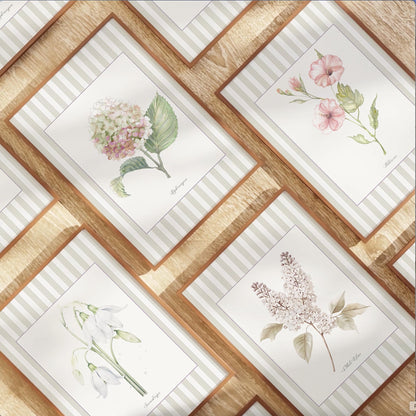 Botanical Watercolor Poster Hibiskus Print Set of 3