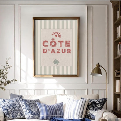 French Riviera Travel Poster Cote d Azur Print