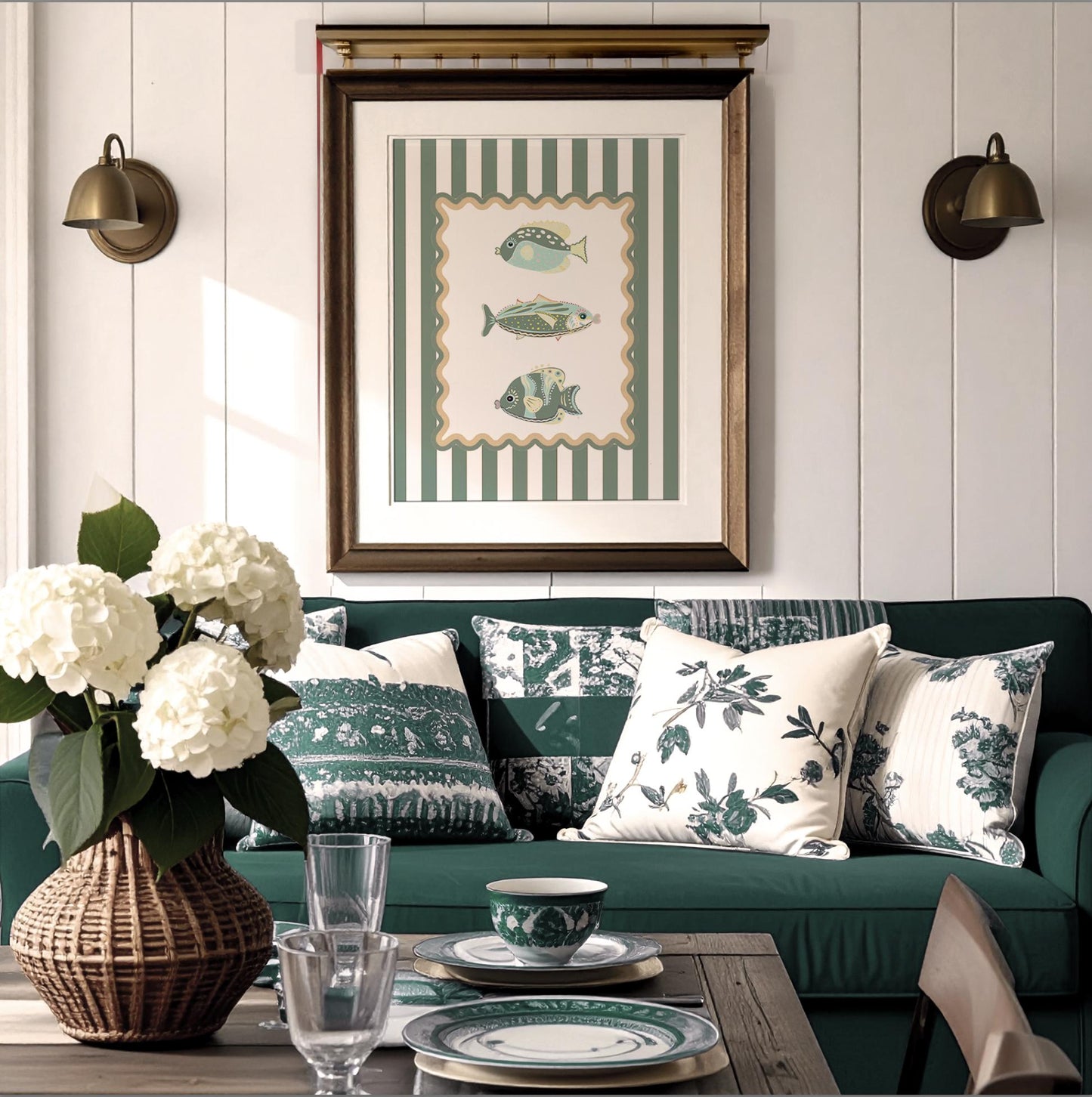 Lobster Wall Art Set of 3 Coastal Prints Sardines Coral Lobster Artwork