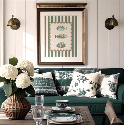 Lobster Wall Art Set of 3 Coastal Prints Sardines Coral Lobster Artwork