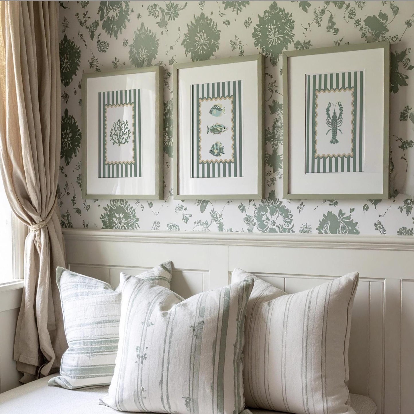 Set of 3 Lobster Artwork Aesthetic Gallery Print Kitchen Art Coastal Wall Art Beach House Print Kids Room Coastal Decor Nancy Meyers Art