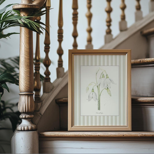 Flower Wall Art Snowdrops Floral Illustration Vintage Garden Flowers Wildflower Wall Art Gift Dorm Wall Decor Cottagecore Aesthetic