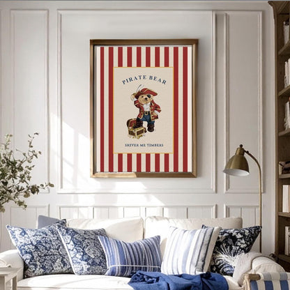Bear Artwork Pirate Print Kids Room Decor