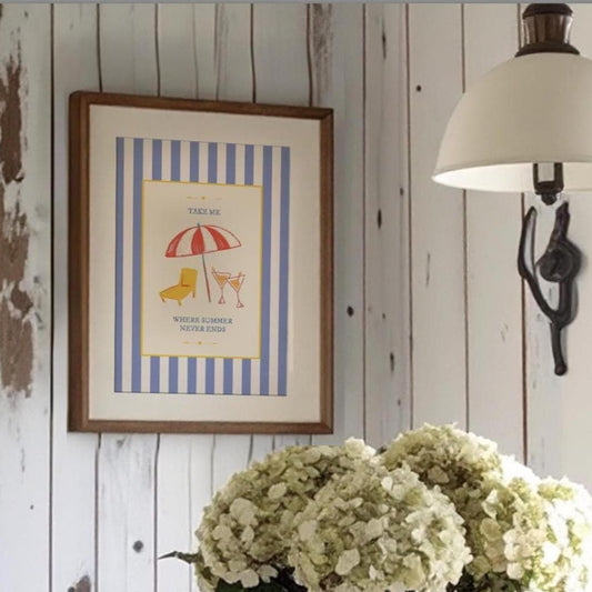 Coastal Art Print Striped Wall Art