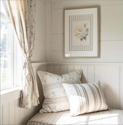 Peony Floral Painting Botanical Print Striped Artwork