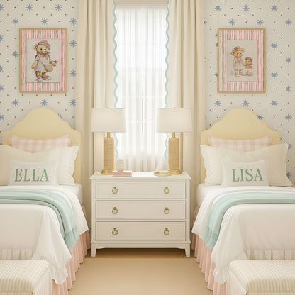 Hamptons Bear Girl  Pink Striped Print