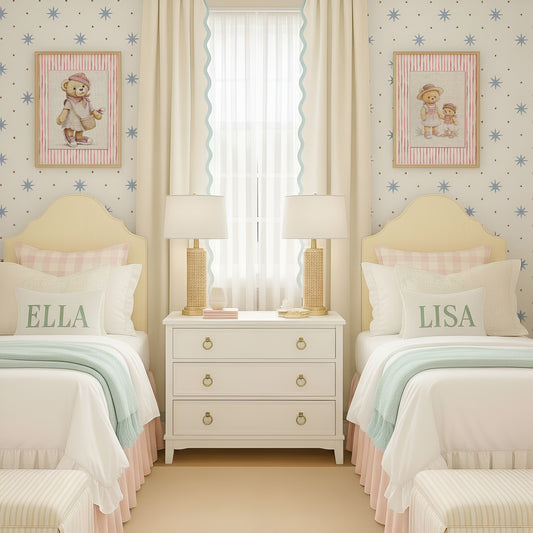 Pink Striped Bear Girl Print