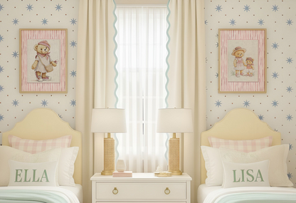 Hamptons Bear Girl  Pink Striped Print