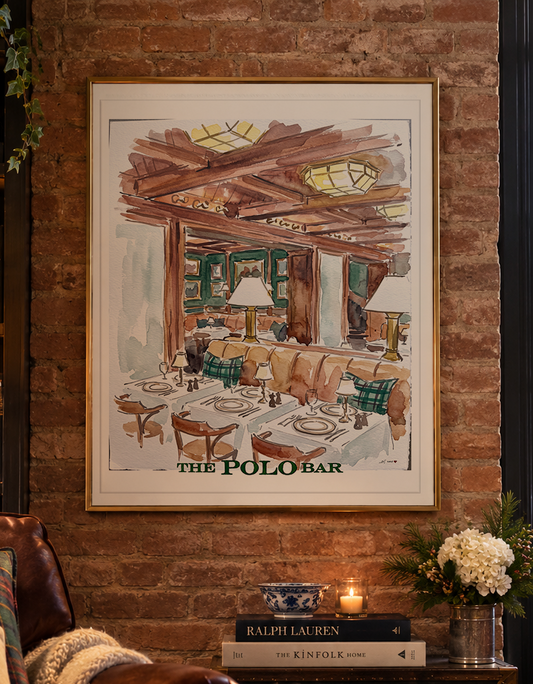 The Polo Bar Restaurant NYC I The Ralph Lauren Collection | Iconic New York Polo Bar Watercolor Illustration
